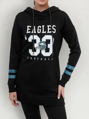 Philadelphia Eagles Black '33 Football Hoodie Sweatshirt Dress | Size Medium